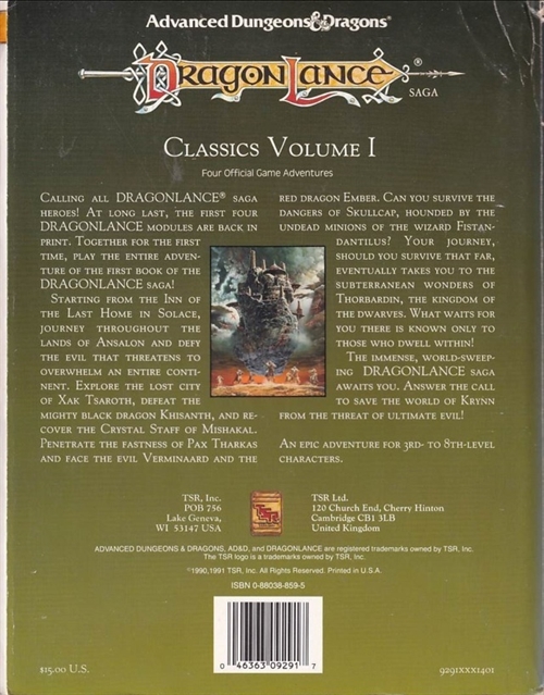  Advanced Dungeons & Dragons 2nd Edition - Dragonlance - Classics Volume 1 (B-Grade) (Genbrug)